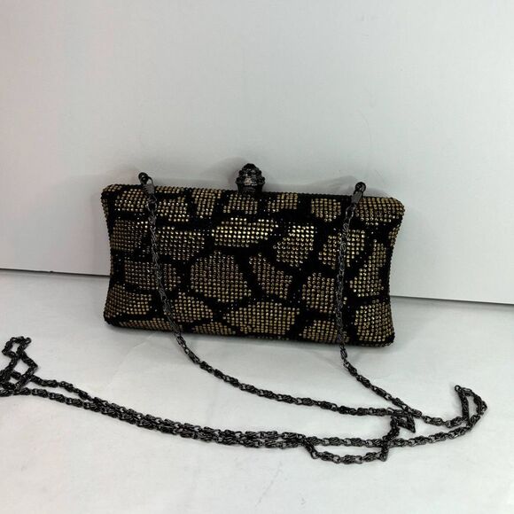 Kate Landry Jeweled Encrusted Animal Print Clutch Purse Chain Womens Designer - Picture 4 of 10